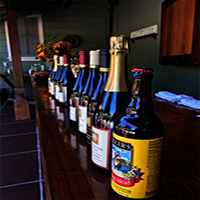 alcohol bottles on bar